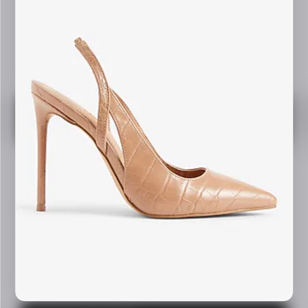 Croc-Embossed Cutout Slingback Pumps
Size: 6
Color: Pecan